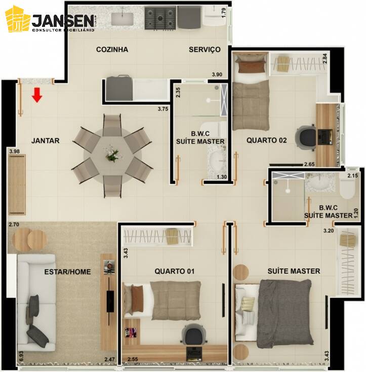 Apartamento, 2 quartos, 66 m² - Foto 2
