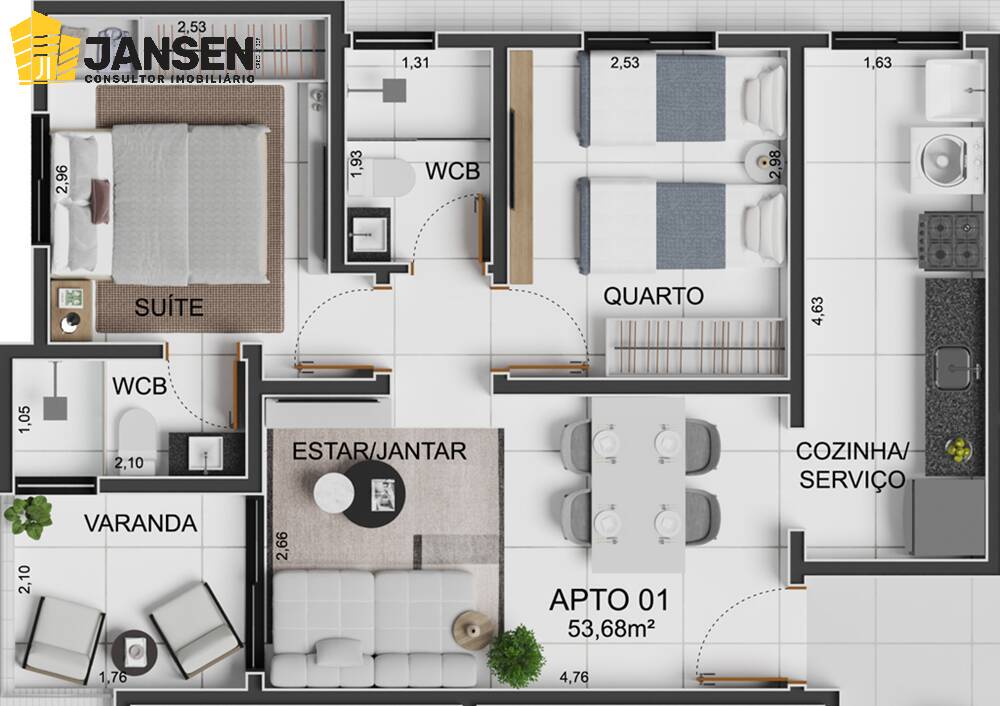 Apartamento, 2 quartos, 53 m² - Foto 12
