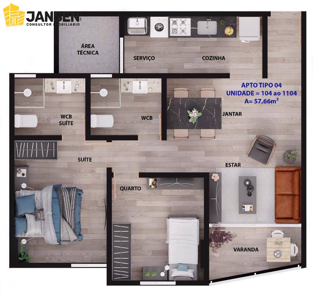 Apartamento, 2 quartos, 57 m² - Foto 22